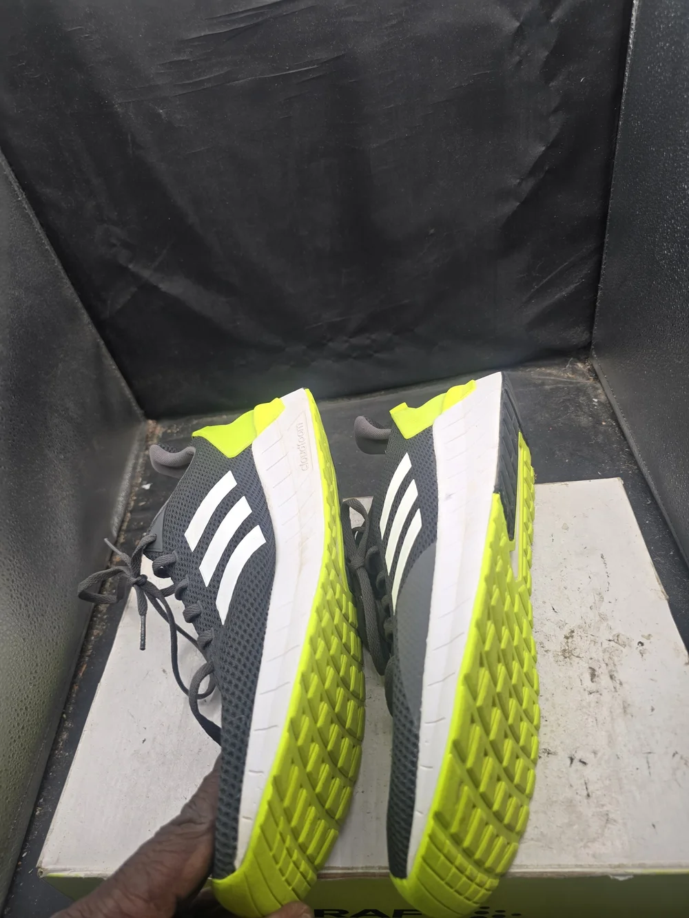Adidas Men’s Lightweight Running Shoes - Gray with Neon Yellow